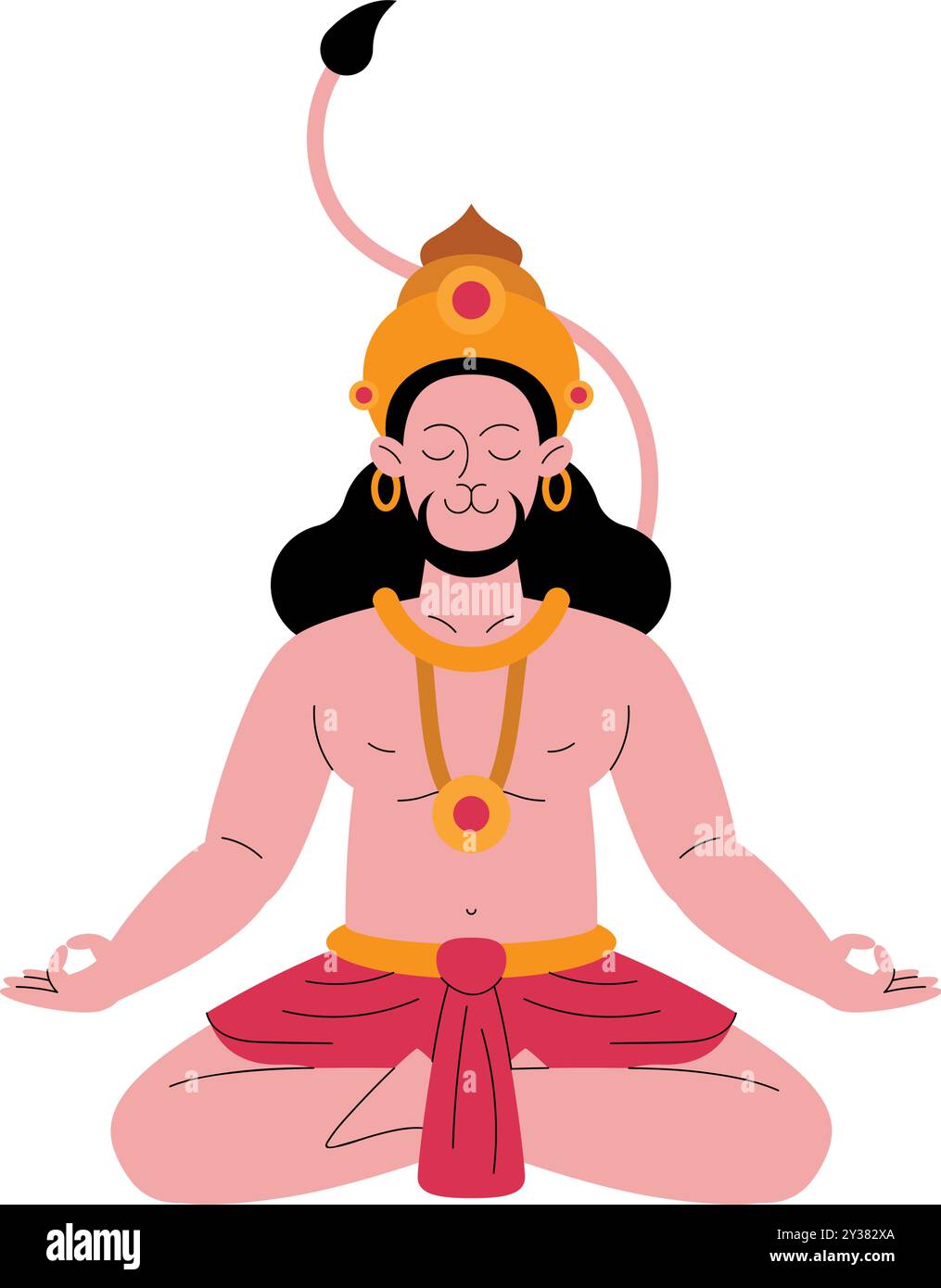 hindu-Gott-Lord hanuman Cartoon isoliert Stock Vektor