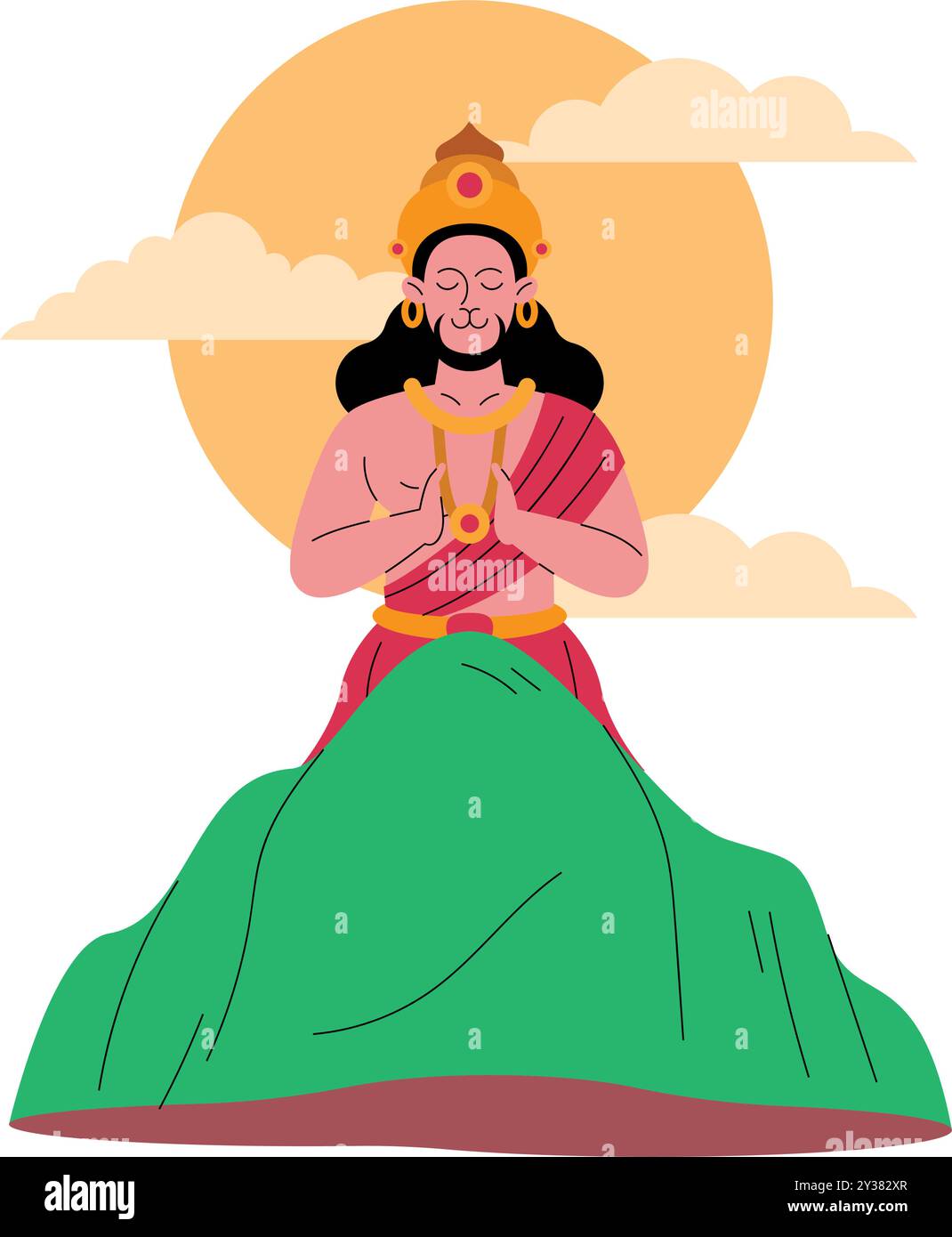 Happy hanuman jayanti im Berg isoliert Stock Vektor