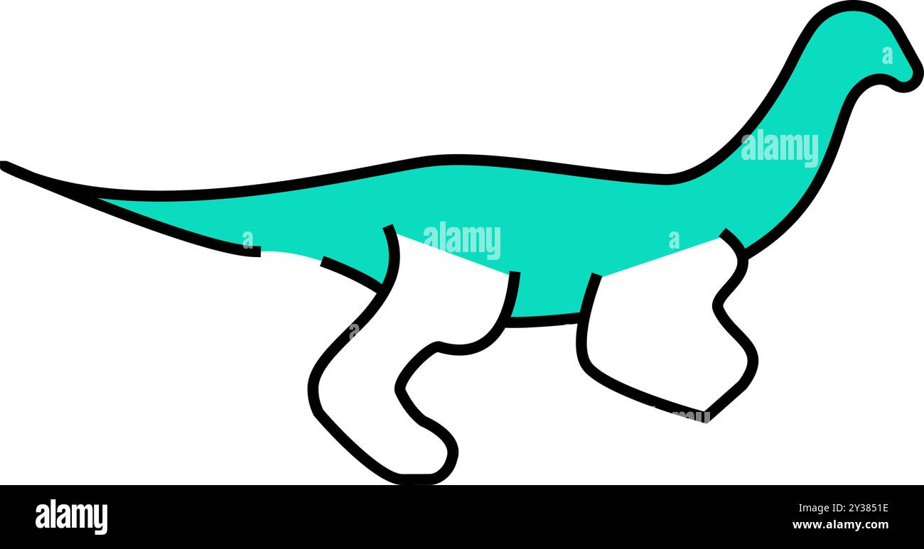 gallimimus Dinosaurier Zeichen Symbol Farbe Illustration Stock Vektor