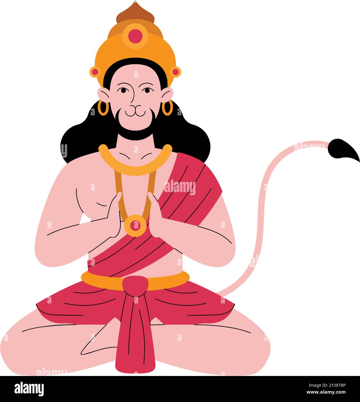 indischer hinduistischer hanuman-Gott isoliert Stock Vektor