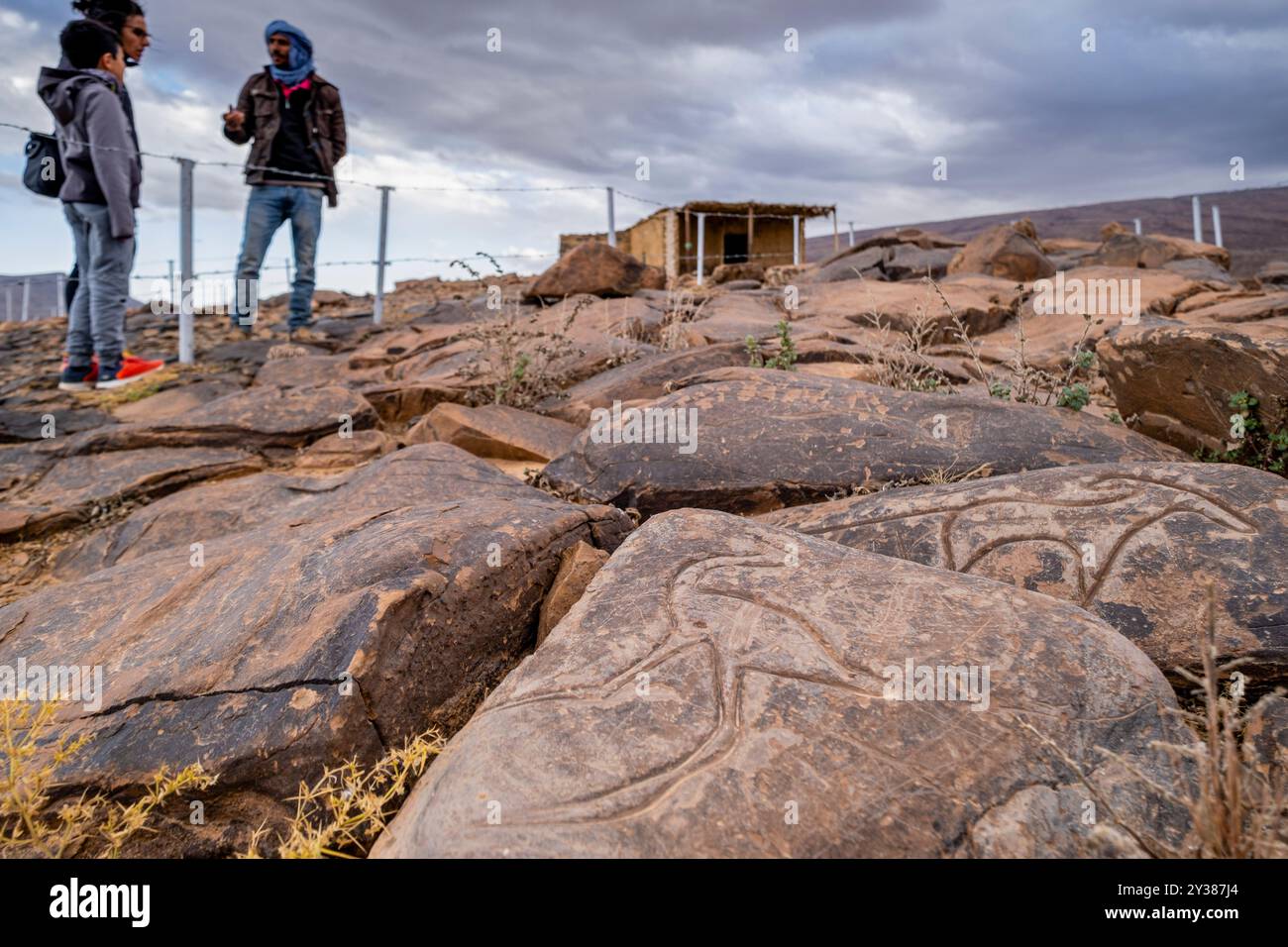 petroglyph, Ait Ouazik Rock Depot, spätneolithisch, Marokko, Afrika Stockfoto