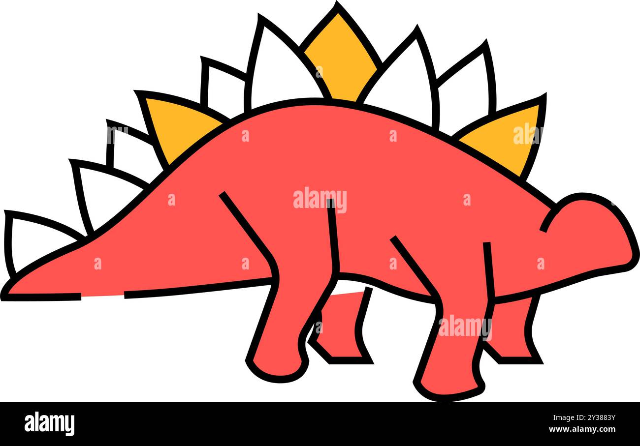 stegosaurus Dinosaurier Zeichen Symbol Farbe Illustration Stock Vektor
