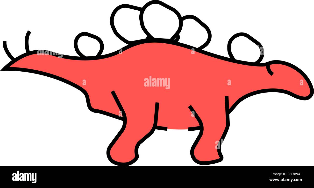 Wüerosaurus Dinosaurier Zeichen Symbol Farbe Illustration Stock Vektor