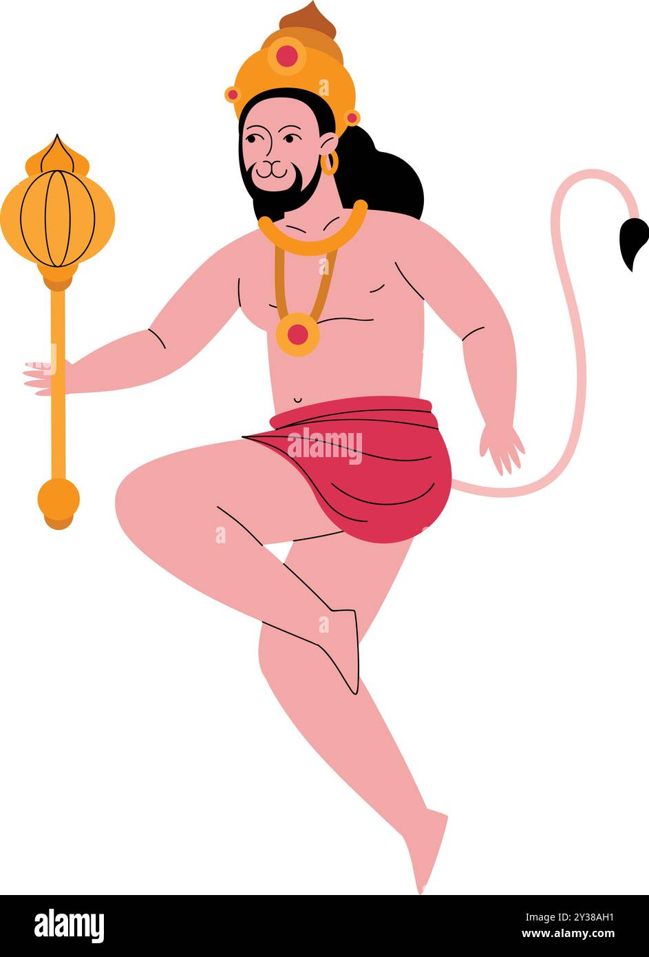 Cartoon hanuman Charakter steht isoliert Stock Vektor