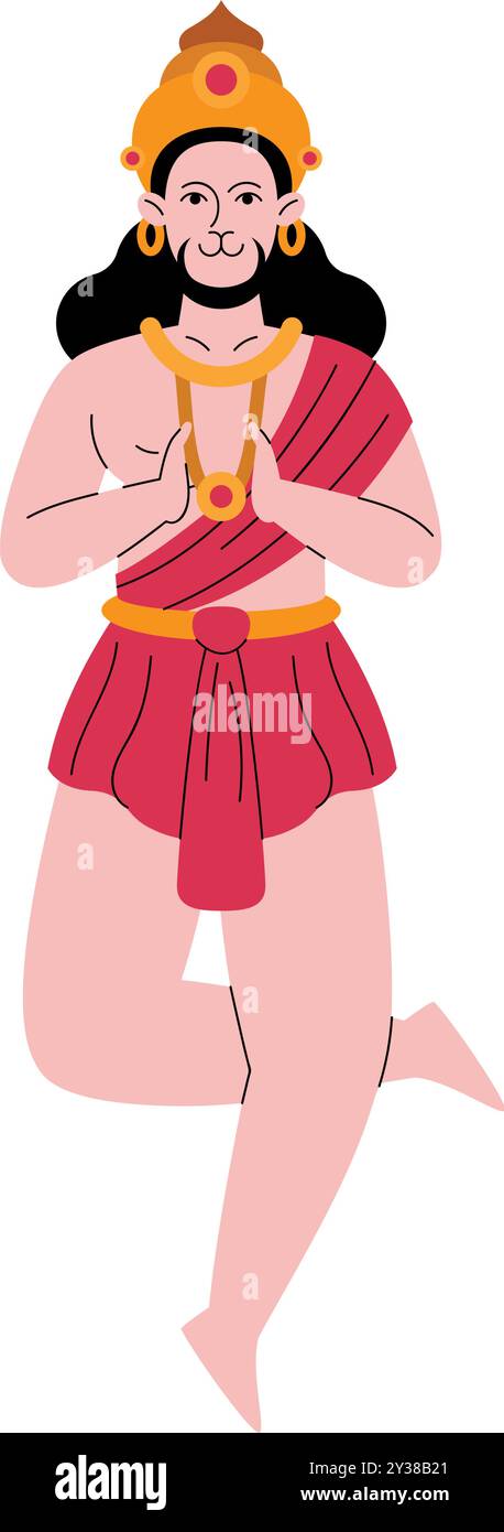 hindu-Gott-Lord hanuman Cartoon isoliert Stock Vektor
