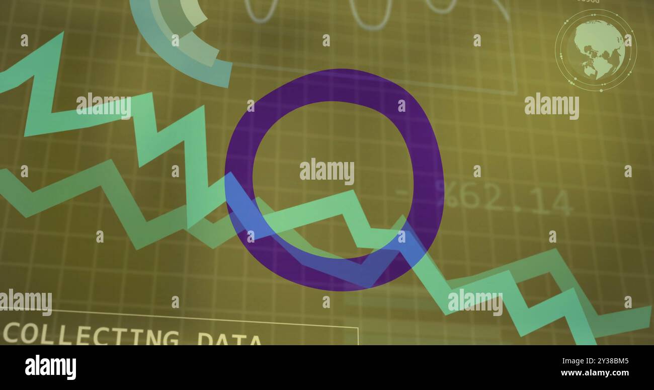 Diagramm für Finanzwachstum und Tortendiagramm über Stolz-Flag Stockfoto