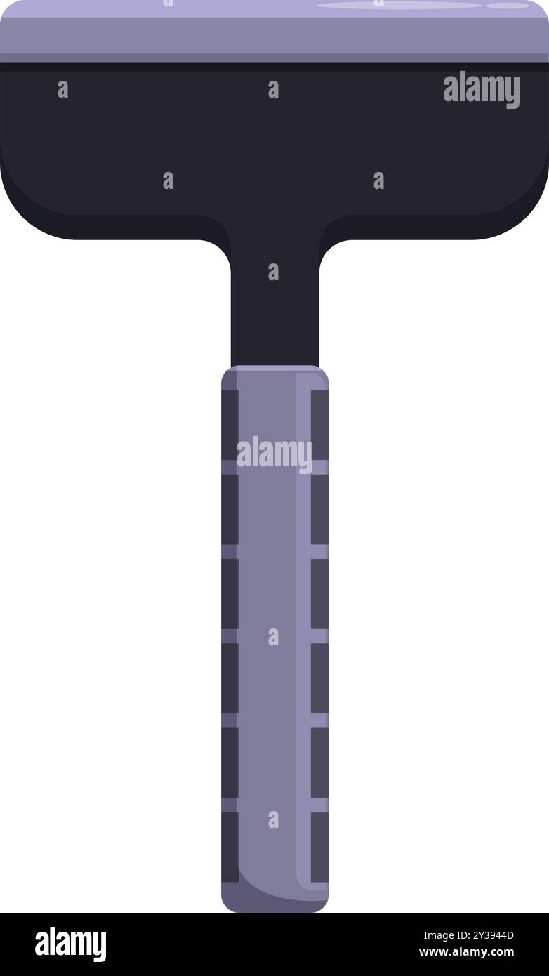 Schwarzer Eiskratzer mit Gummigriff zum Entfernen von Eis von einer Windschutzscheibe auf weißem Hintergrund Stock Vektor