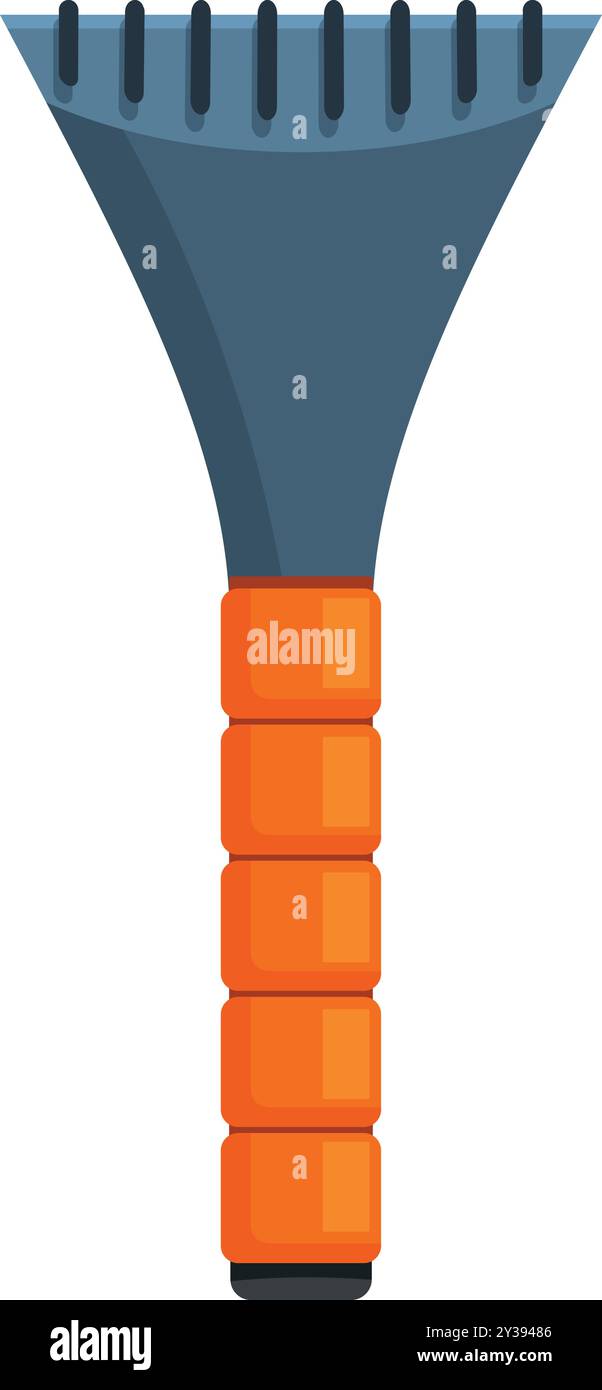 Autoeiskratzer entfernt an einem kalten Wintertag Schnee von der Windschutzscheibe Stock Vektor