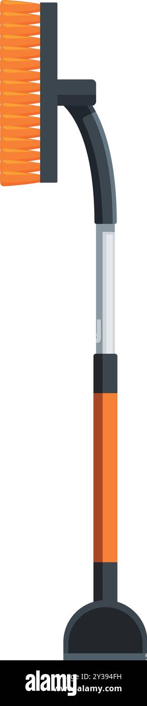 Schneebürste mit Schaber entfernt Schnee von einem Auto nach einem Schneesturm Stock Vektor