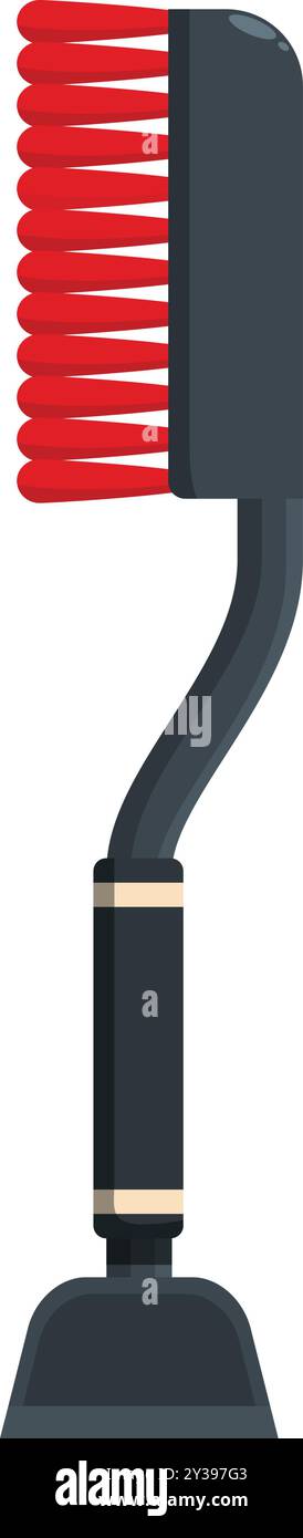 Rote Schneebürste steht aufrecht mit einem Schaber auf dem Boden auf weißem Hintergrund Stock Vektor