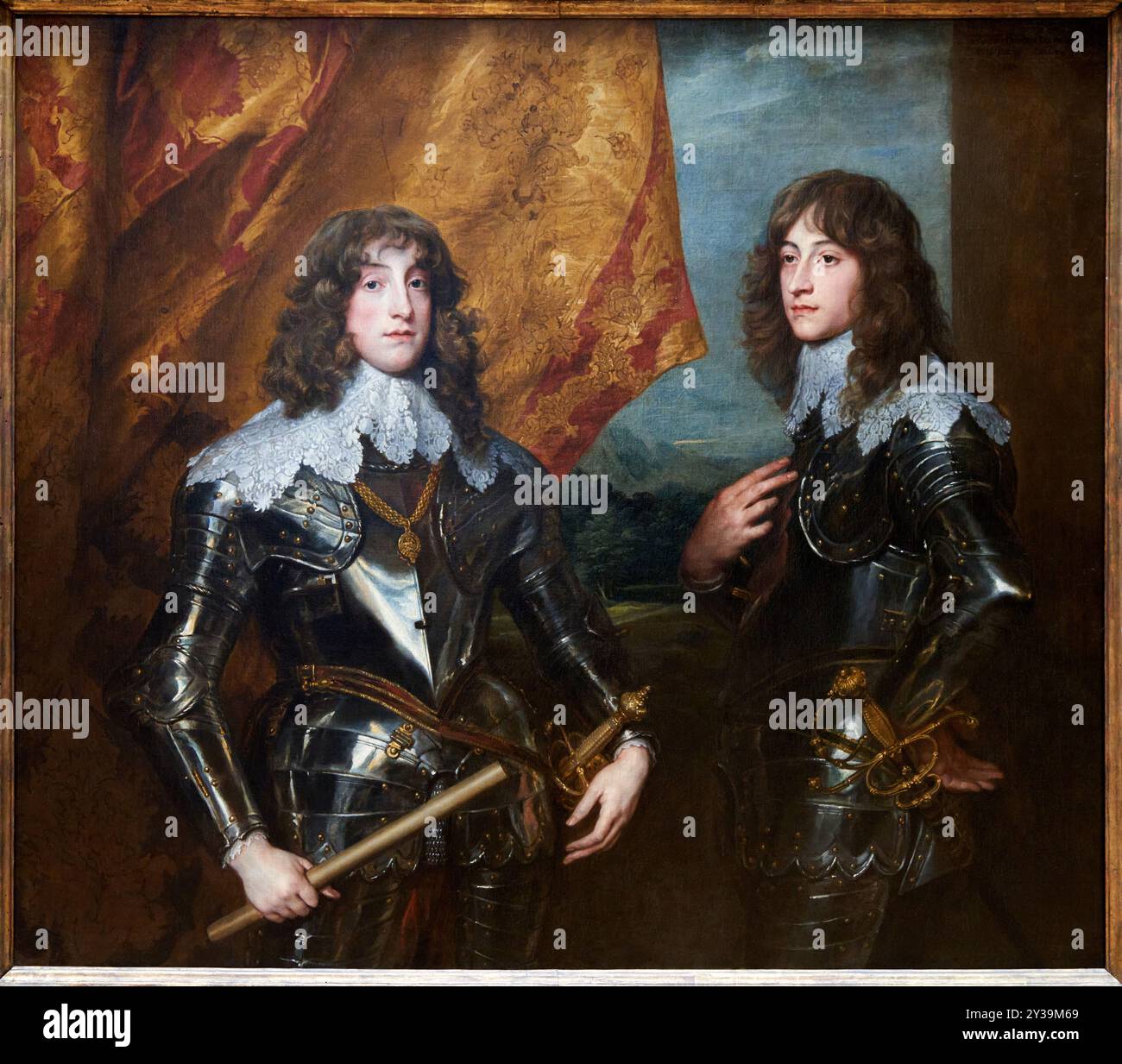 Porträt von Karl Ludwig (1617–1680) und seinem Bruder Rupert (1619–1682) aus der Pfalz, bekannt als Pfälzische Fürsten, 1637, Öl auf Leinwand, Antoon Stockfoto