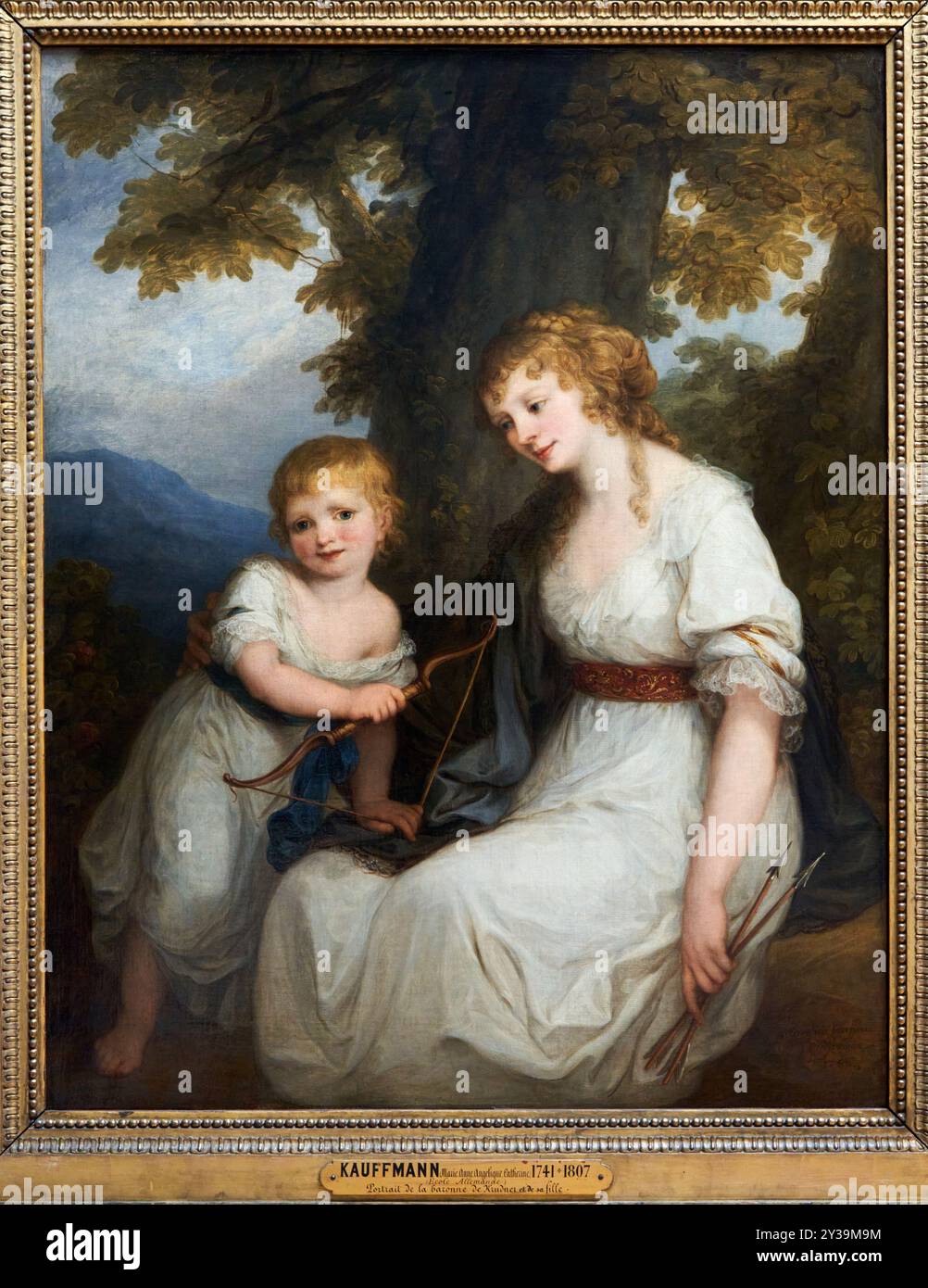 Porträt der Baronin von Krüdener (1764–1824) und ihres Sohnes Paul, Öl auf Leinwand, 1786, Angelika KAUFFMANN, Coire (Suisse), 1740 - Rom (Italie), 180 Stockfoto