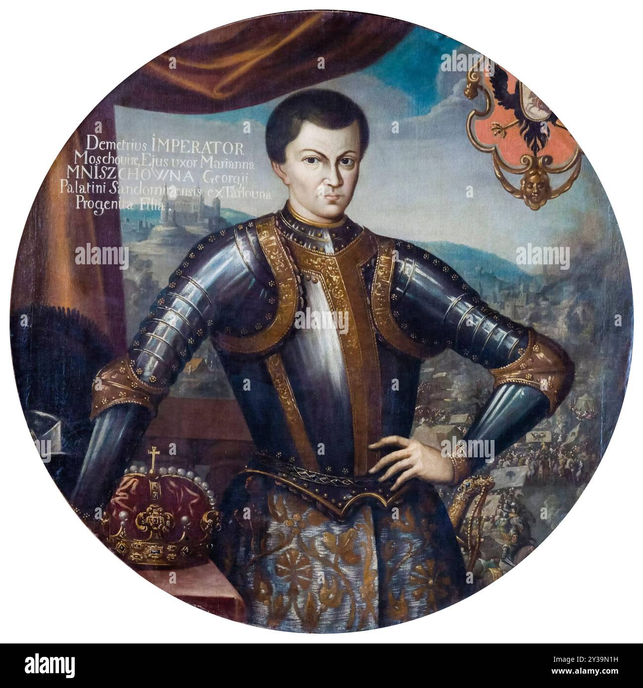 Falscher Dmitri I. (ca. 1580–1606), Zar von ganz Russland vom 10. Juni 1605 bis zu seinem Tod am 17. Mai 1606 unter dem Namen Dmitrij Iwanowitsch, Portraitgemälde, 1600-1650 Stockfoto