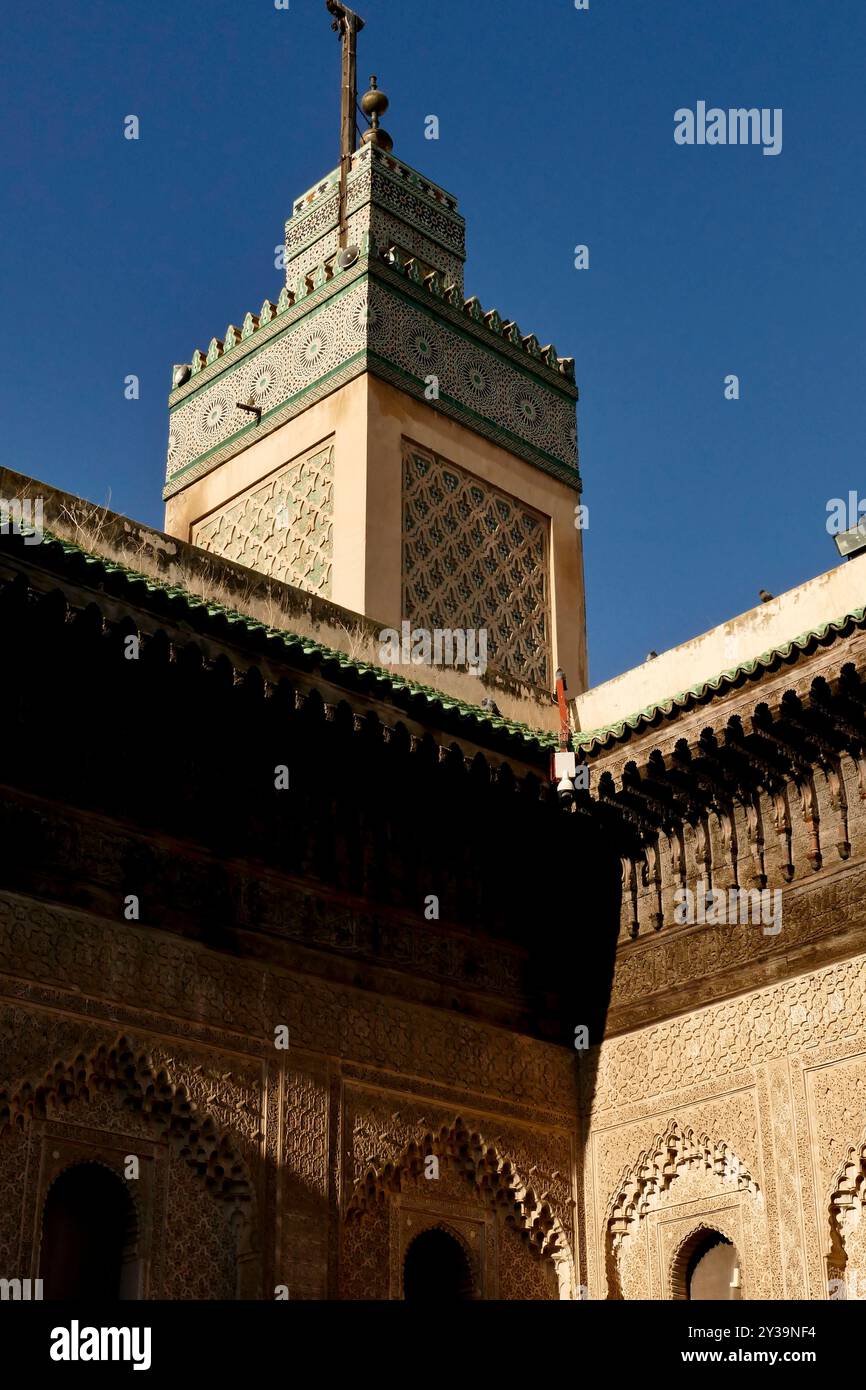 Bou Inania Madrasa in Fès, Marokko, Nordafrika Stockfoto