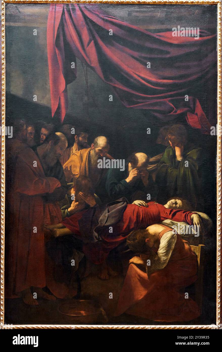 Der Tod der Jungfrau, Öl auf Leinwand, um 1601-1605/1606, Michelangelo Merisi, dit CARAVAGE (CARAVAGGIO), Mailand, 1571 - Porto Ercole, 1610, Musée Stockfoto