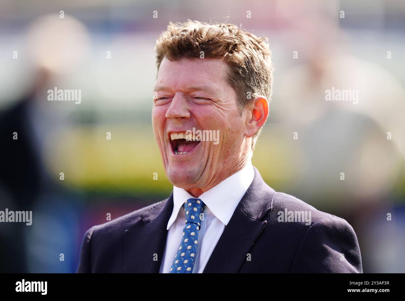 Trainer Andrew Balding am zweiten Tag des Betfred St Leger Festivals auf der Doncaster Racecourse. Bilddatum: Freitag, 13. September 2024. Stockfoto