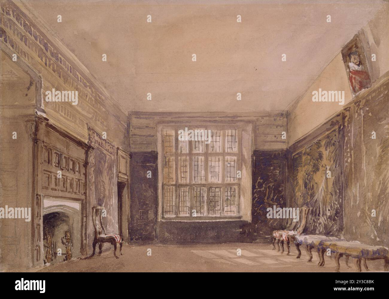 Salon, Haddon Hall, 1831. Stockfoto