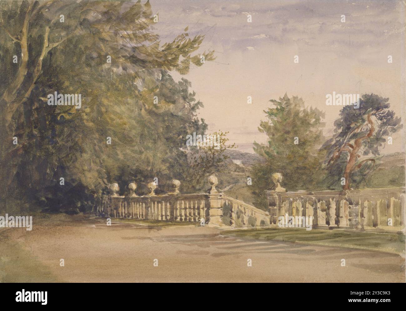 Die Terrasse, Haddon Hall, 1840er Jahre. Weitere Informationen: Haddon Hall, Derbyshire. Stockfoto