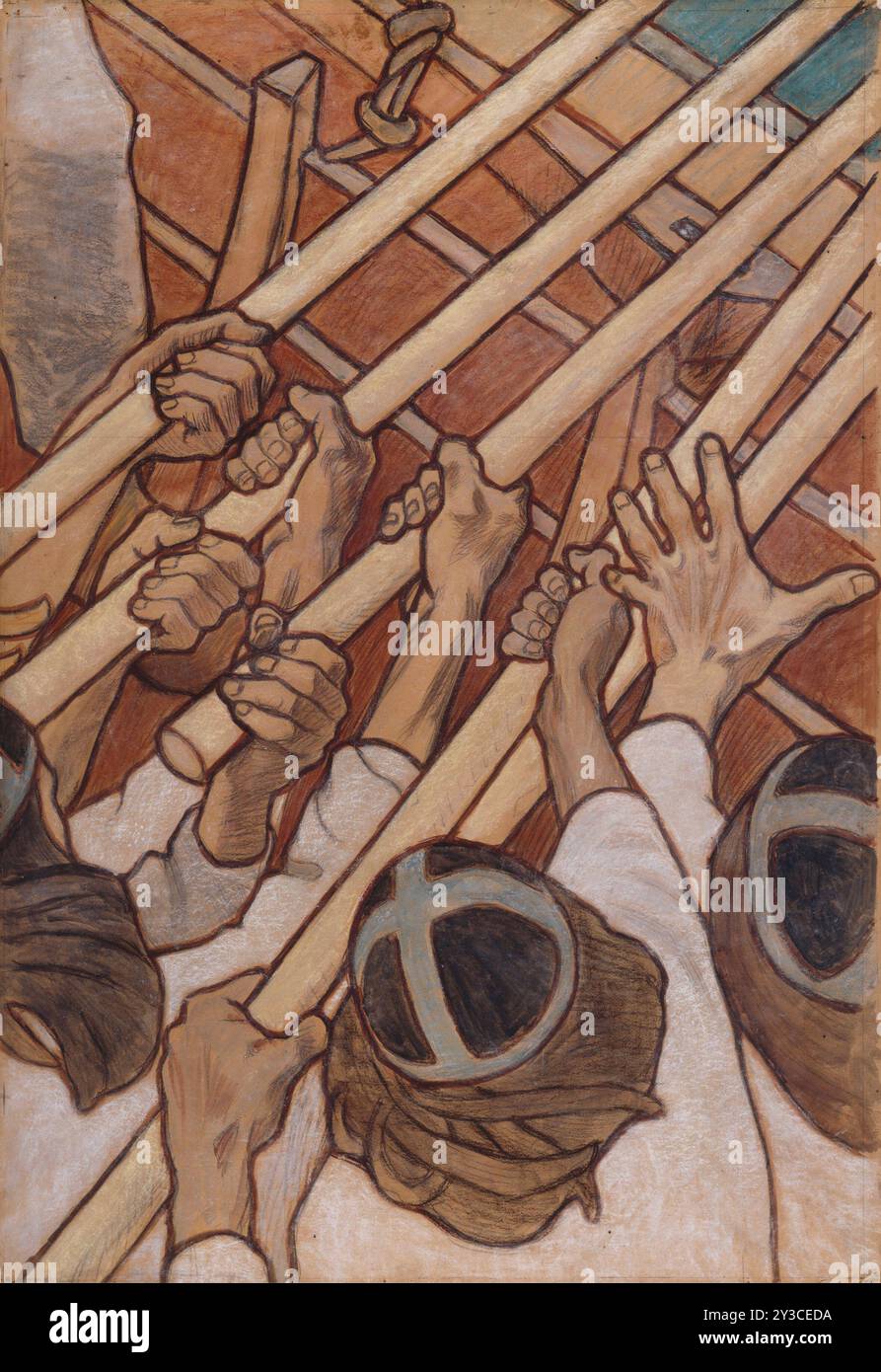 Die Verteidigung des Sampo, Skizze für die Kuppelfresken des Finnischen Pavillons in Paris, 1899. Stockfoto