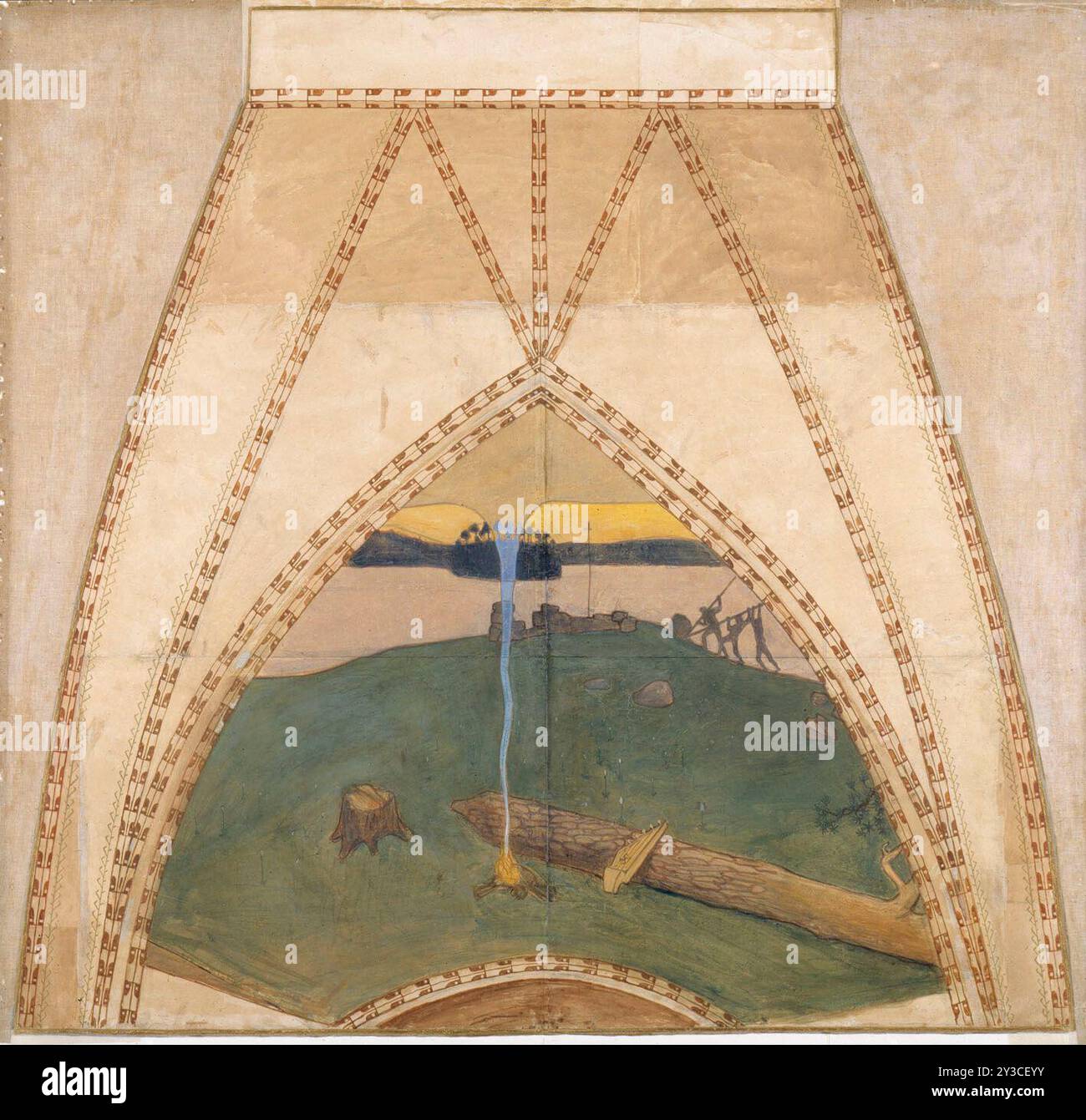 Heidentum und Christentum, Skizze für die Kuppelfresken des finnischen Pavillons auf der Pariser Weltausstellung 1900, 1899. Stockfoto