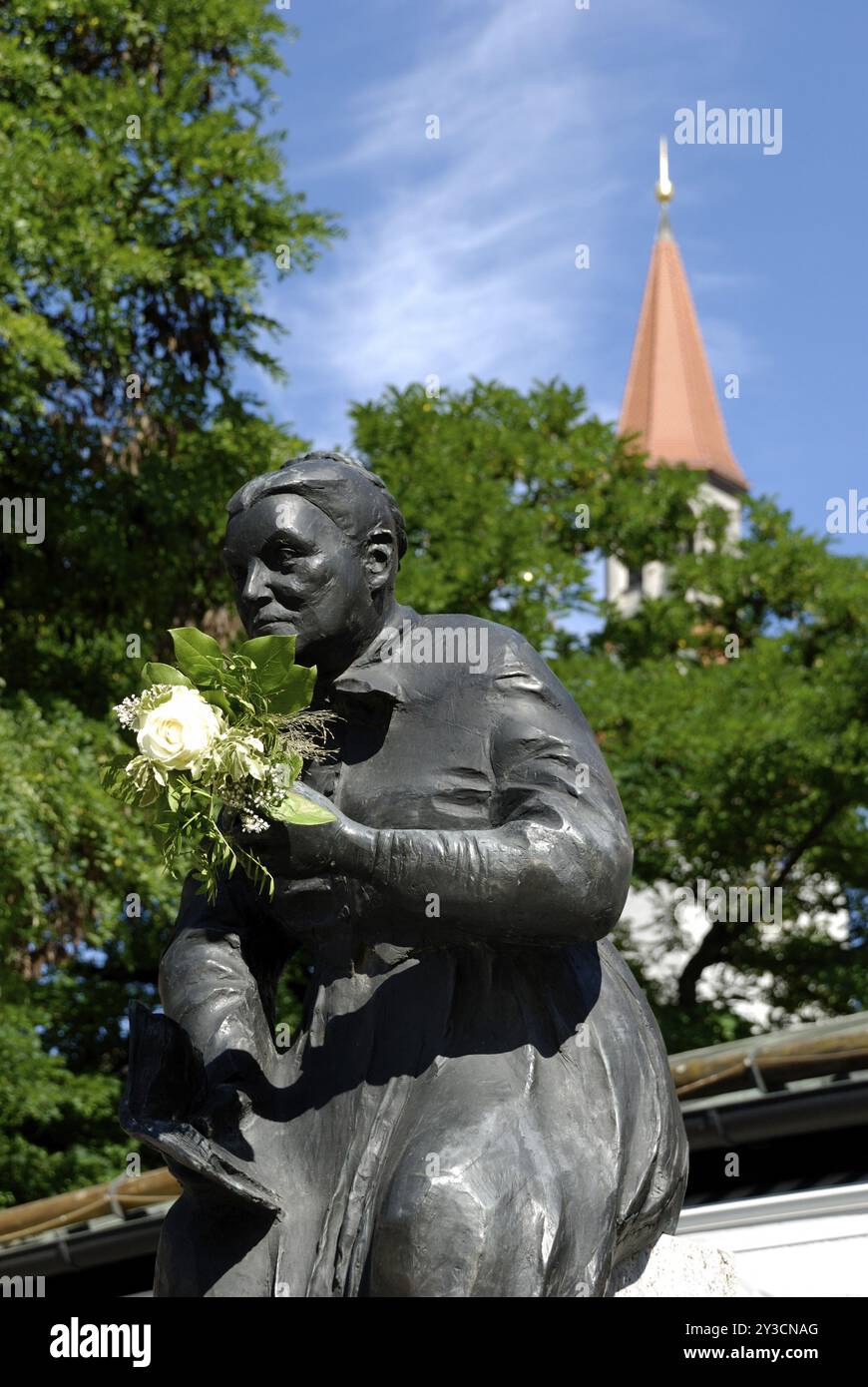 Elise Aulinger Brunnen am Viktualienmarkt, München Stockfoto
