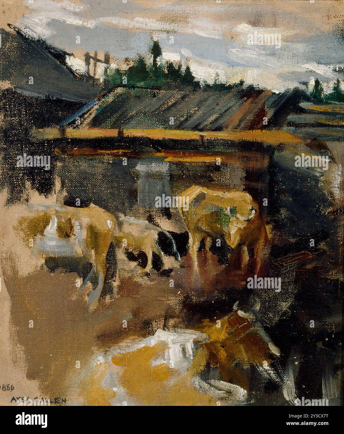 Viehhof, 1886. Stockfoto