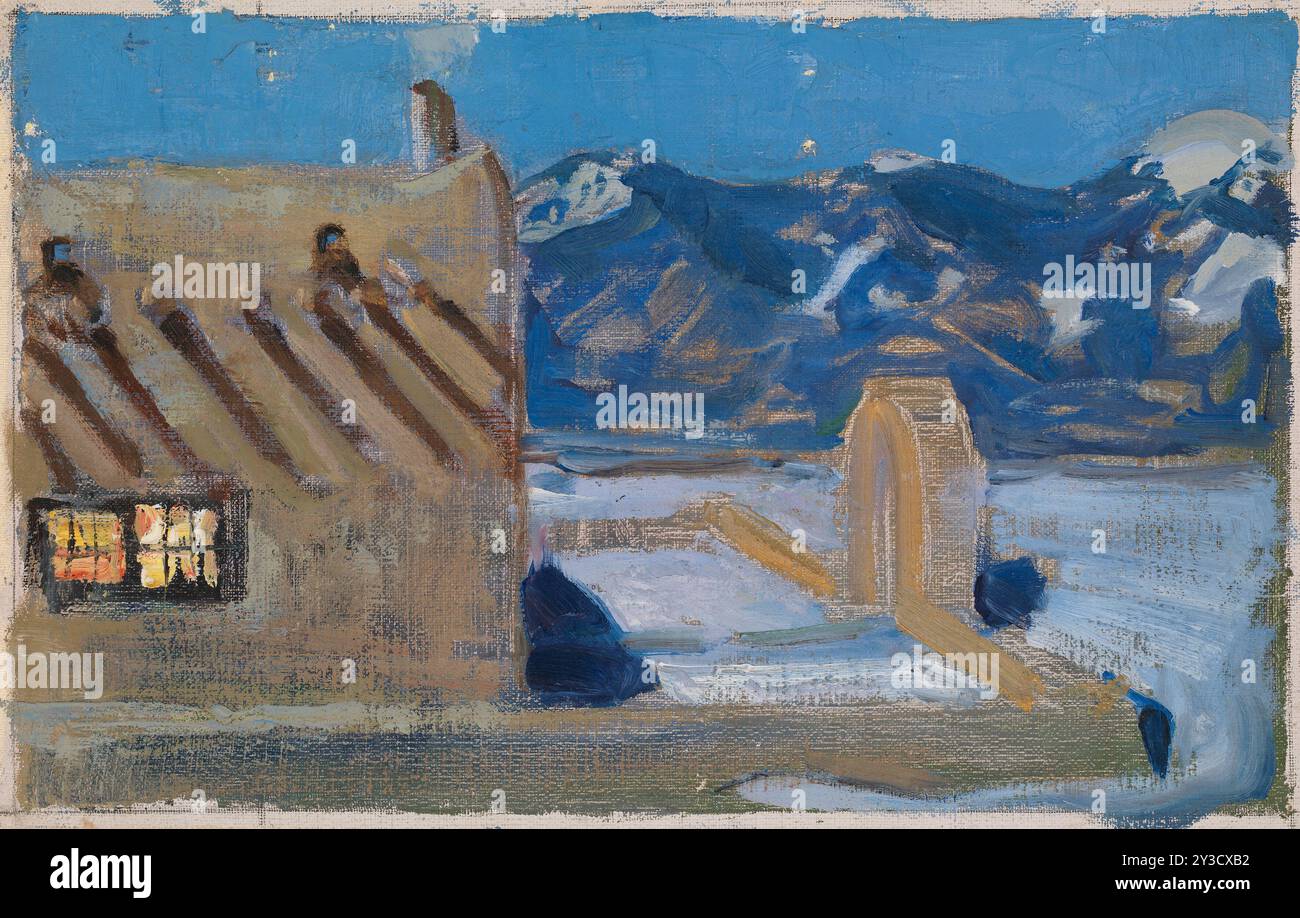 Taos Home in Moonlight, 1925. Stockfoto