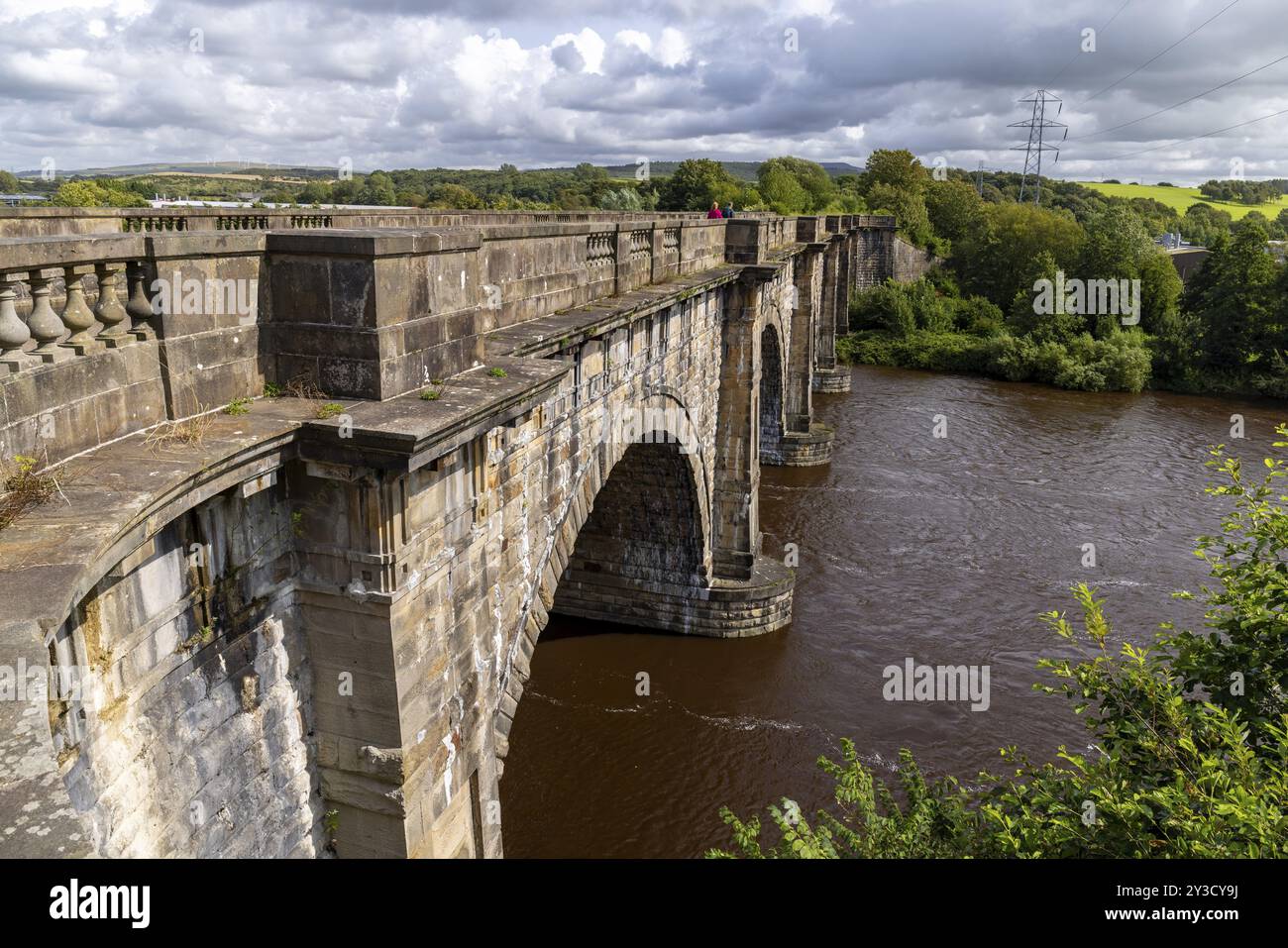 Lune Aqueduct führt den Lancaster Canal über den Fluss Lune, Lancashire, England, Großbritannien Stockfoto