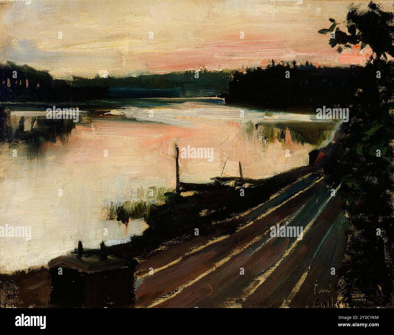 Blick von Elaintarha bei Sonnenuntergang, 1886. Stockfoto