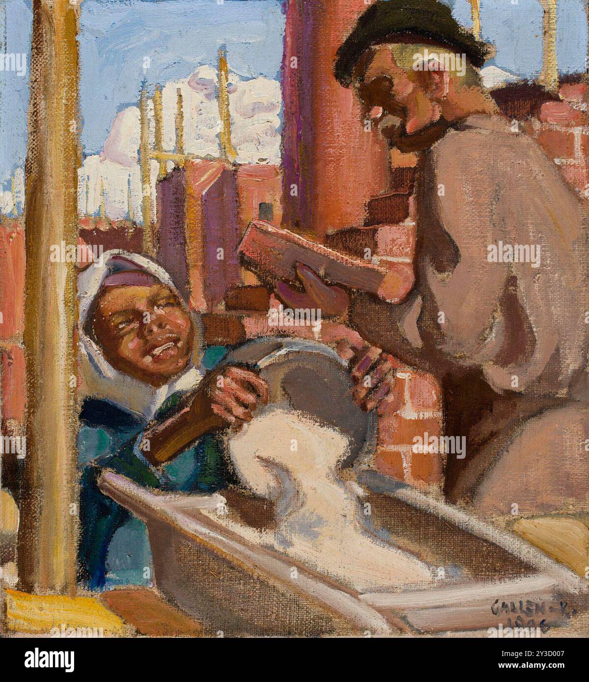 Auf einer Baustelle, 1906. Stockfoto