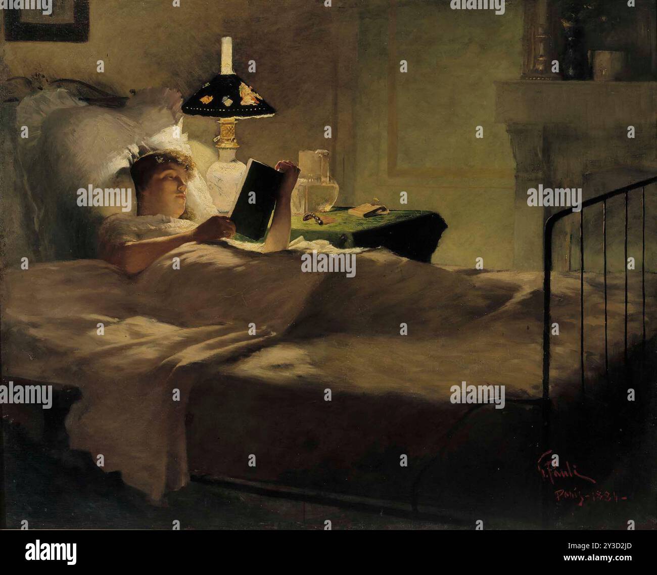 Abendlesung 1884. Stockfoto