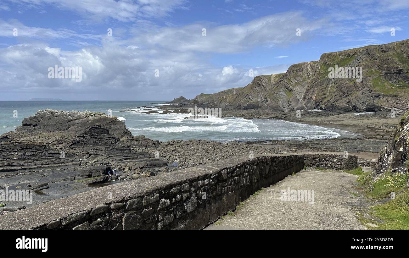 Warren Beach, Küstenlandschaft, Hartland Quay, Hartland, England, Großbritannien Stockfoto