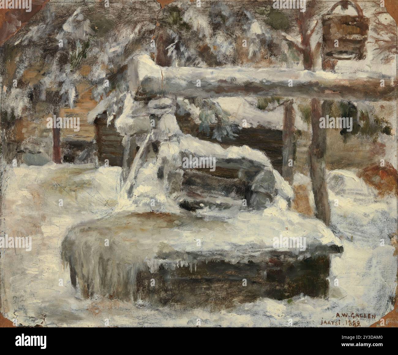 Schneebedeckter Innenhof, 1882. Stockfoto