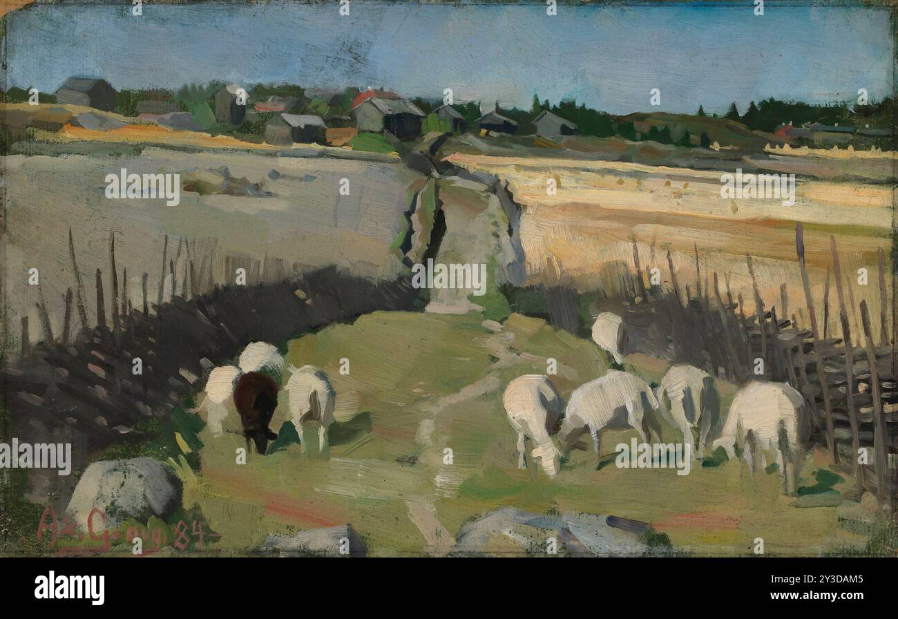 Landschaft mit Schafen, 1884. Stockfoto