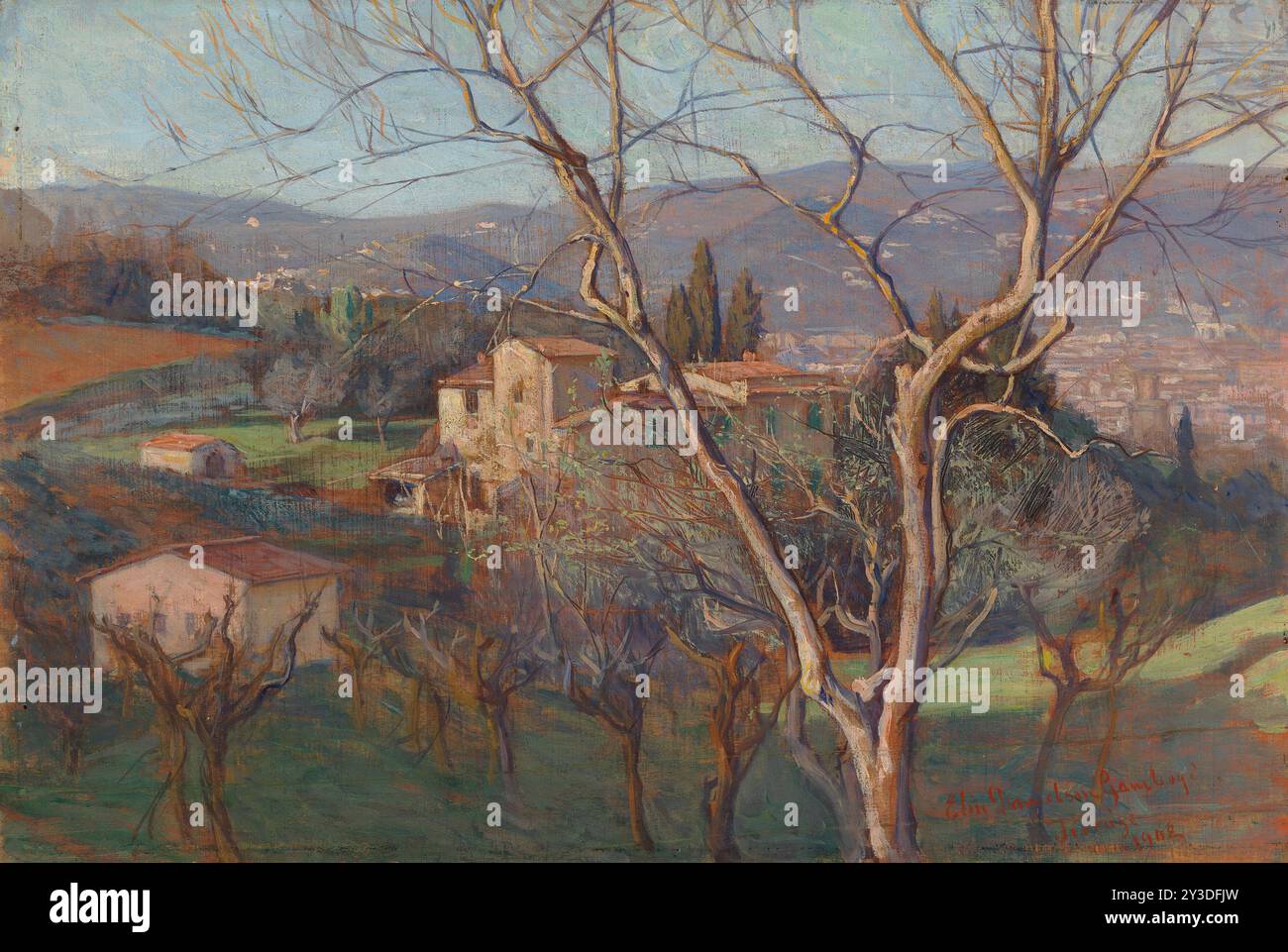 Auf dem Land in der Nähe von Florenz, 1902. Elin Kleopatra Danielson-Gambogi (1861–1919) war eine der ersten finnischen Künstlerinnen, die eine professionelle Kunstausbildung erhielt. Stockfoto