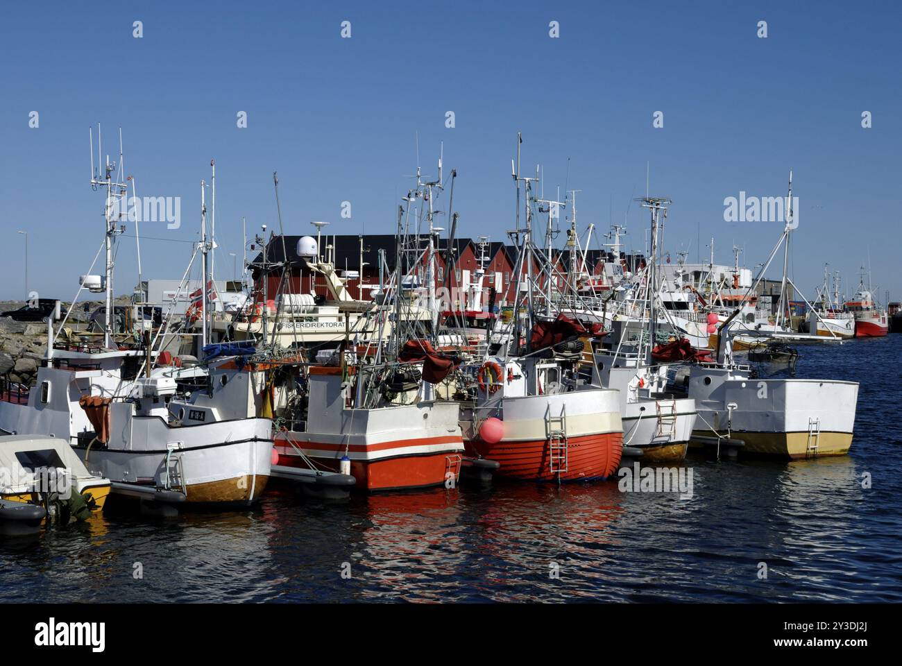 Fischerhafen in Andenes, Andoeya, Vesteralen, Nordland, Norwegen, Europa Stockfoto