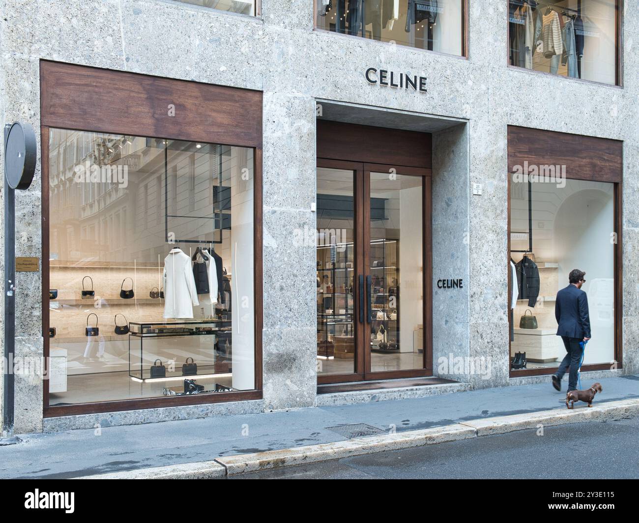 Celine-Geschäft in der Via Montenapoleone Mailand, Italien. Stockfoto