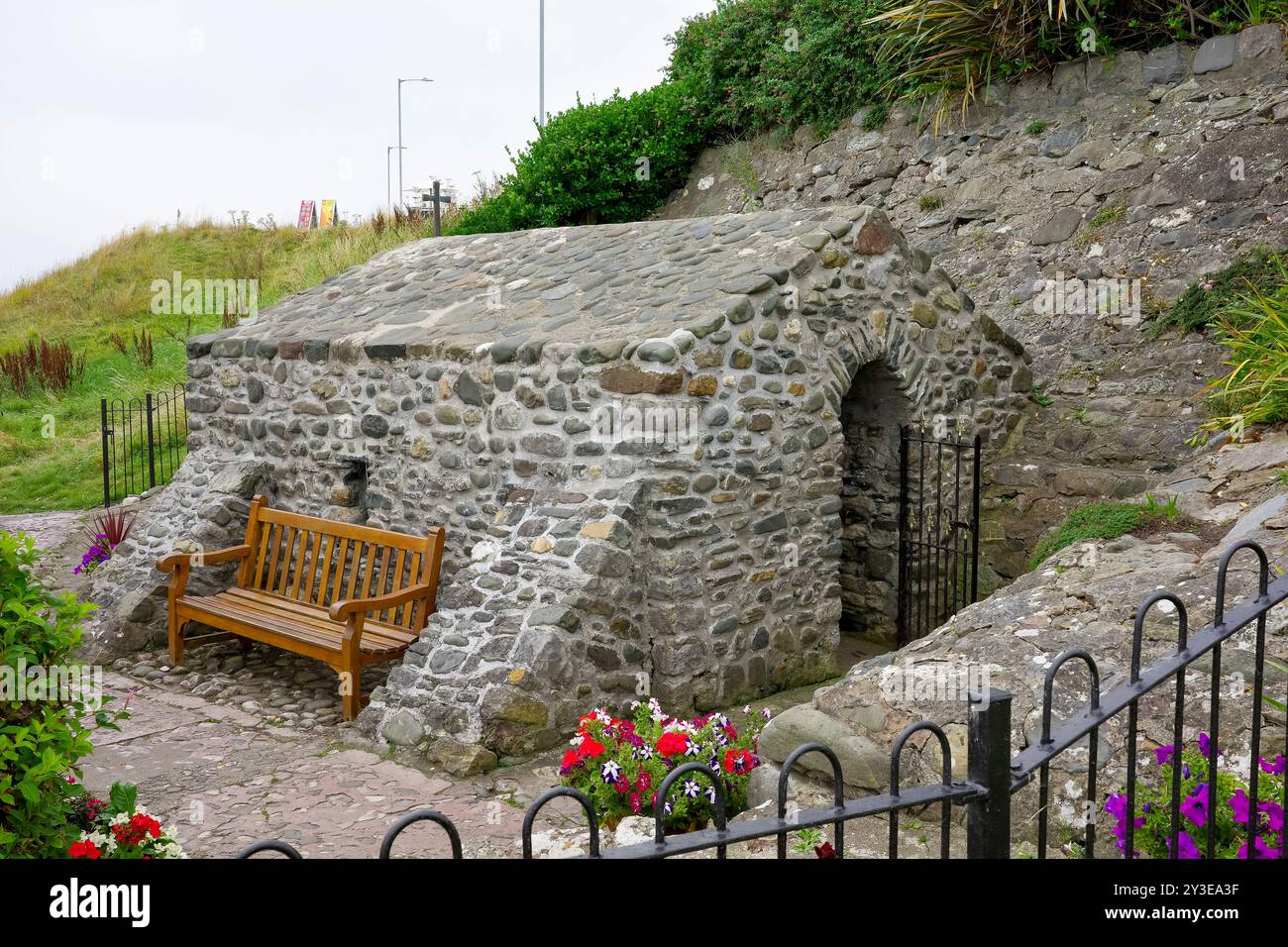 Rhos on Sea, Wales, Vereinigtes Königreich, September 08-2024: St Trillo Chapel Rhos on Sea Nordwales kleinste in Wales. Stockfoto