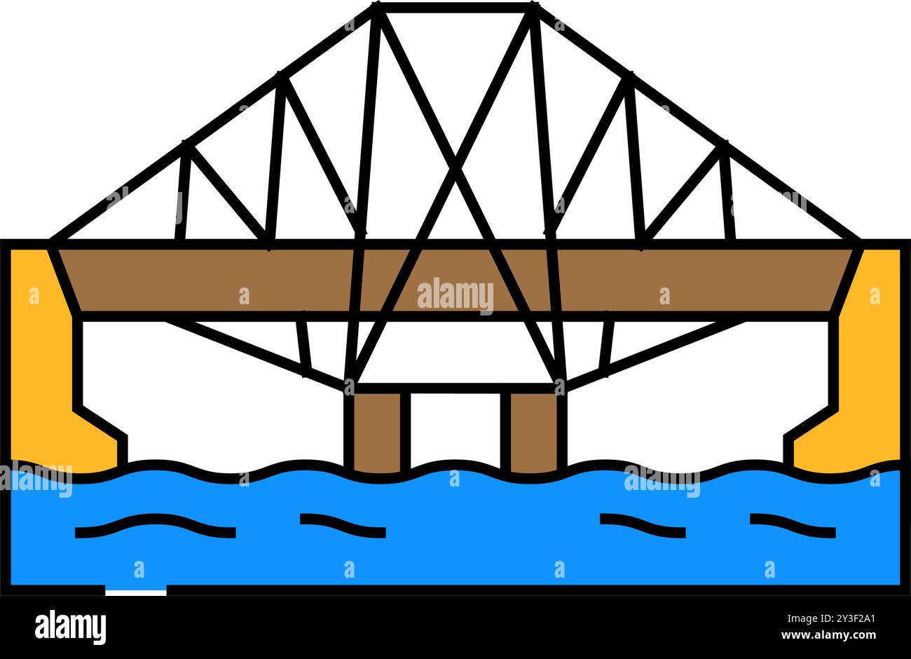 Farbdarstellung des Symbols der Kragarmbrücke Stock Vektor