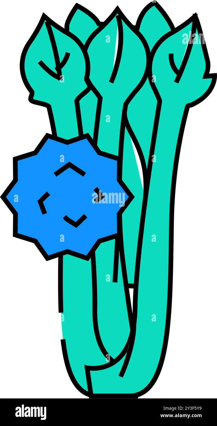 Sellerie allergenfreies Produkt Lebensmittel Symbol Farbe Illustration Stock Vektor