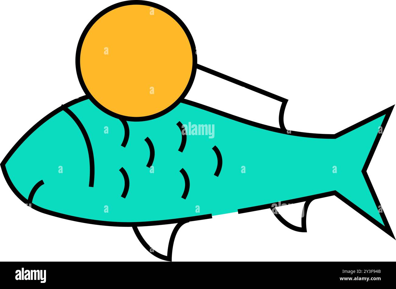 Fischallergen-freies Produkt Lebensmittel Symbol Farbe Illustration Stock Vektor