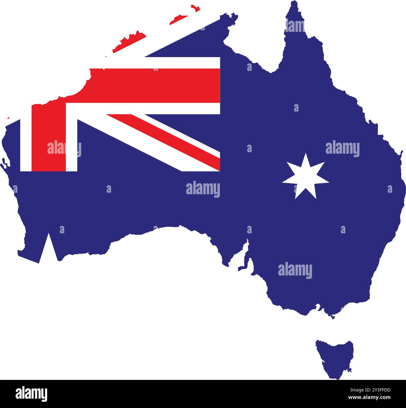 Australien Flagge in Karte, Australien Karte mit Flagge, Karte von Australien, Karte mit Flagge, Nationalflagge Australien Stock Vektor