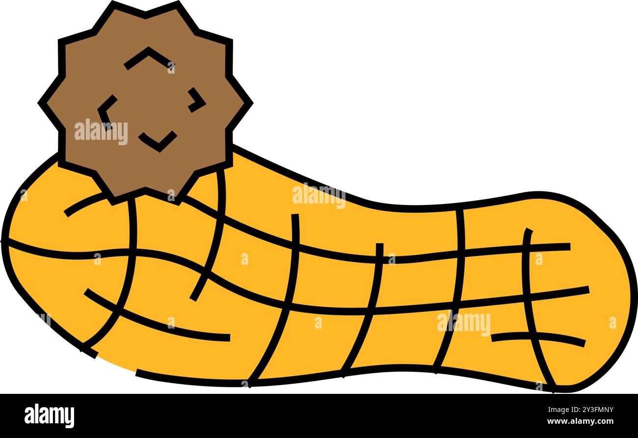 Erdnüsse allergenfreies Produkt Lebensmittel Symbol Farbe Illustration Stock Vektor