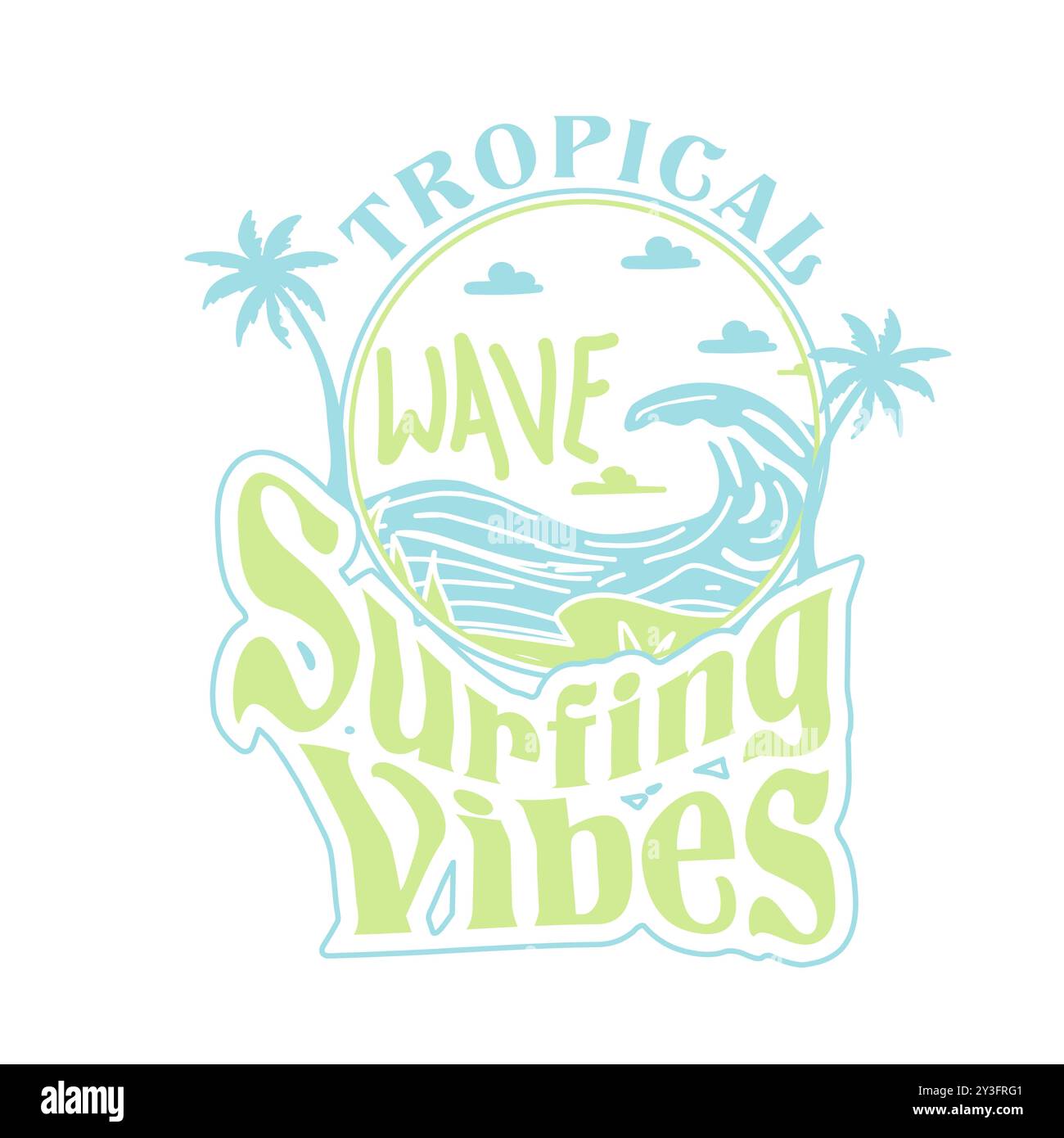 Tropisches Surfen Vibes Typografie Wellen Sommer Strand Poster Design Stock Vektor