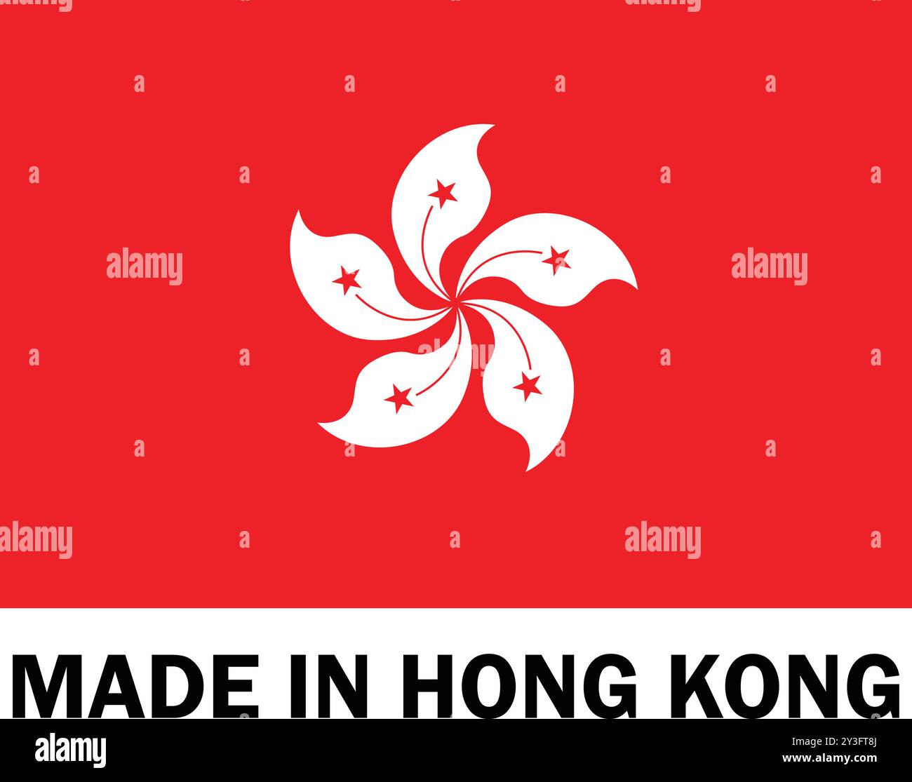 Made in Hong Kong, Made in Hong Kong, Manufakturzeichen, chinesische Produktsymbol, Made in Hong Kong Icon, Made in Hong Kong mit Flagge Stock Vektor