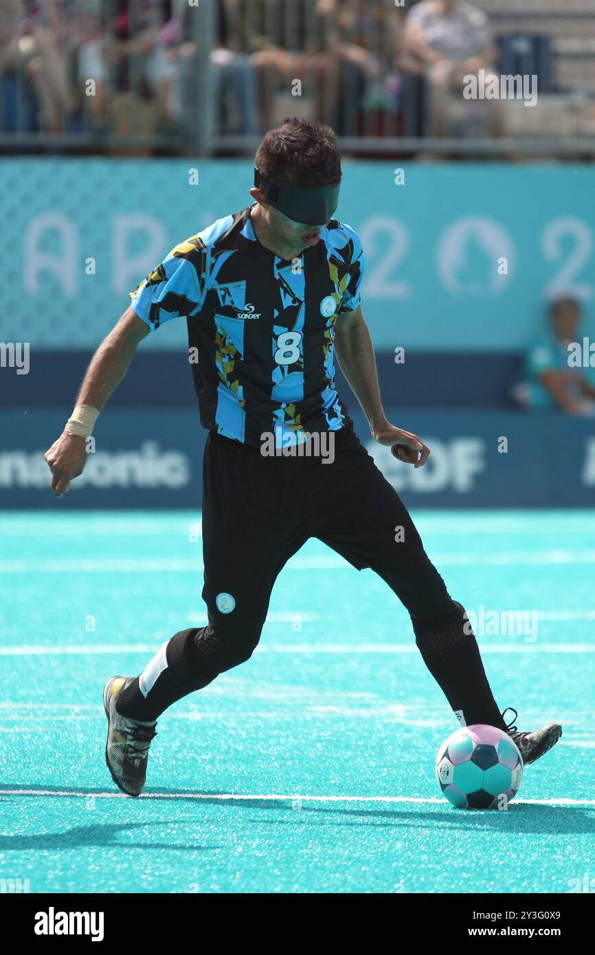 Osvaldo FERNANDEZ aus Argentinien im Gruppenspiel Blind - Vorrunde der Männer Marokko gegen Argentinien bei den Paralympischen Spielen 2024 in Paris. Stockfoto