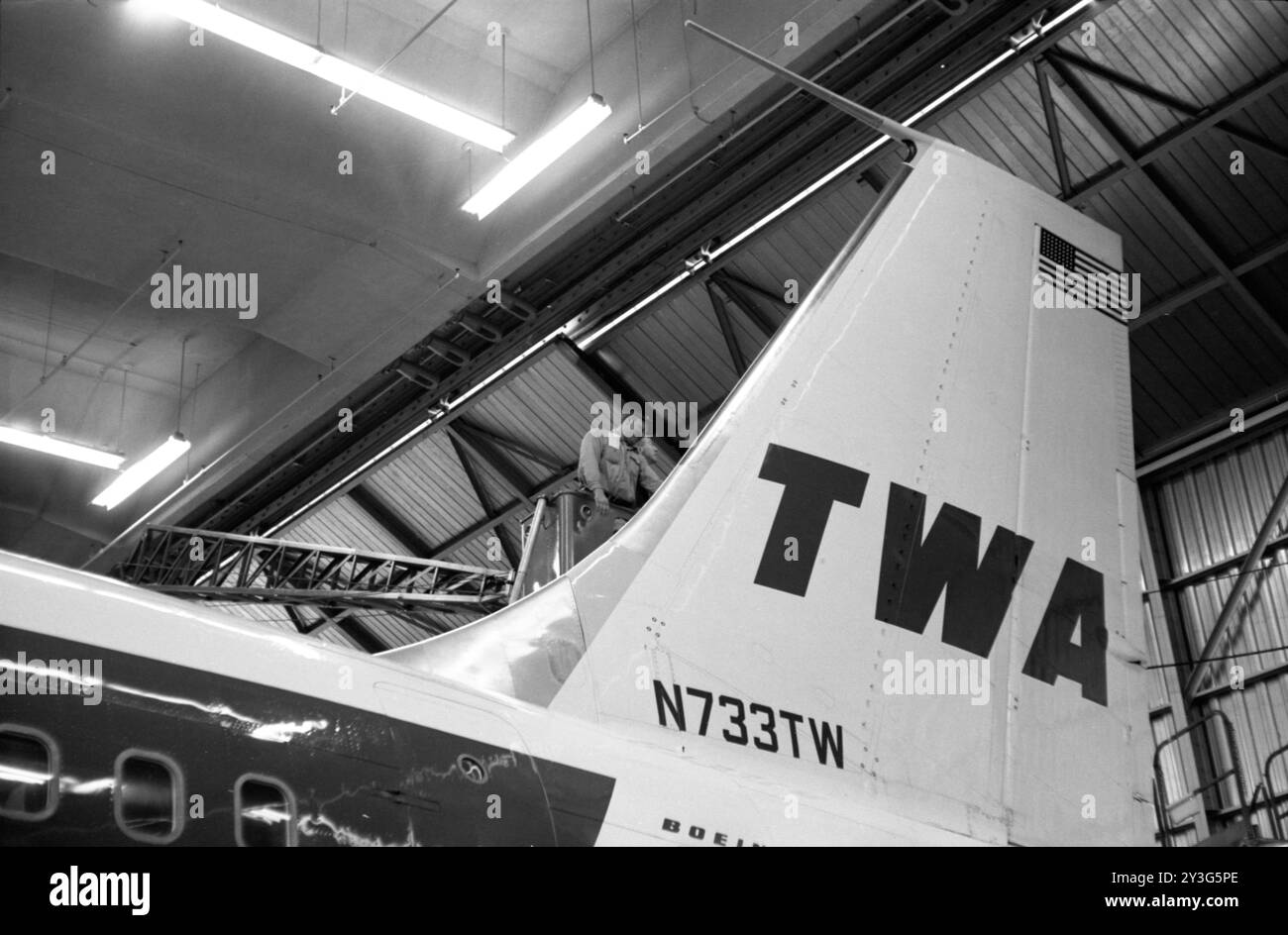 Ein Flugzeug der Trans World Airlines Boeing 707 am Flughafen Idlewild am 28. April 1959. Stockfoto