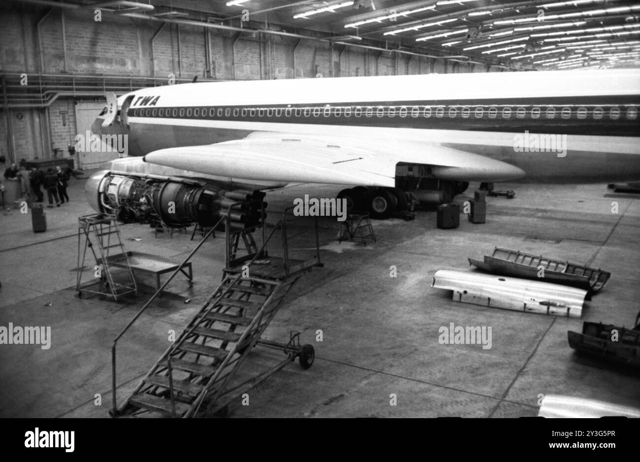 Ein Flugzeug der Trans World Airlines Boeing 707 am Flughafen Idlewild am 28. April 1959. Stockfoto