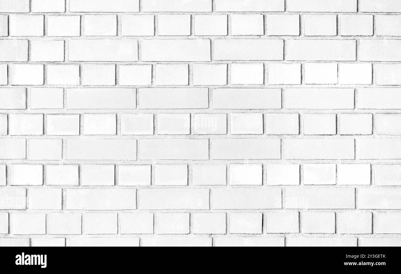 Nahtloses Hintergrundbild mit weißer Backsteinwand. Weiße Farbe auf Blockmaueroberfläche. Modernes Interieur und Äußere sowie Fliesendesign im Hintergrund. Stockfoto