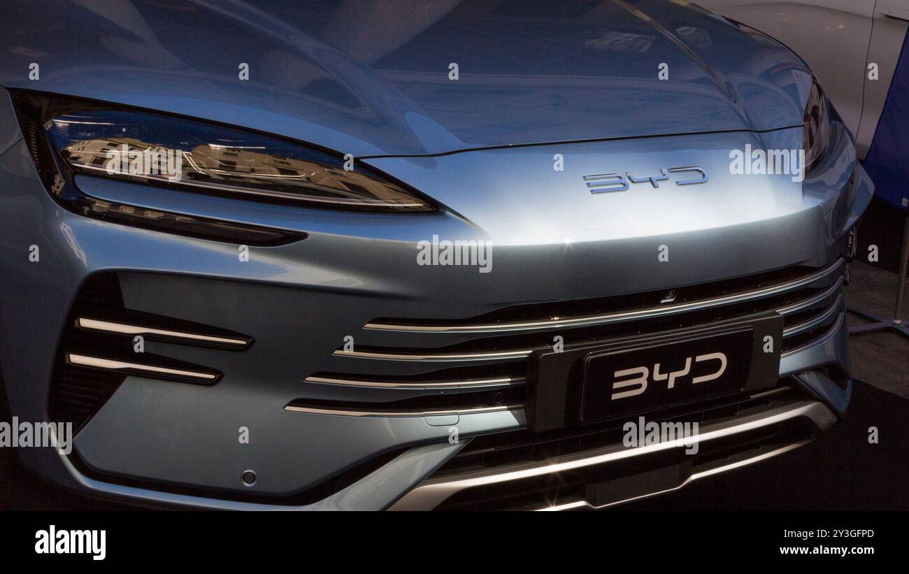 Turin, Italien. September 2024. Detail von BYD Seal U DM-i auf der Turin Car Show 2024 Credit: Marco Destefanis/Alamy Live News Stockfoto